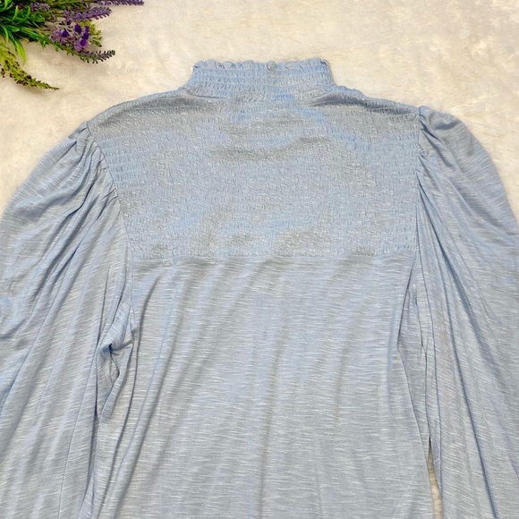 NEW 7 For All Mankind 7FAM Mock Neck Smocked long Sleeve Top - Picture 7 of 7